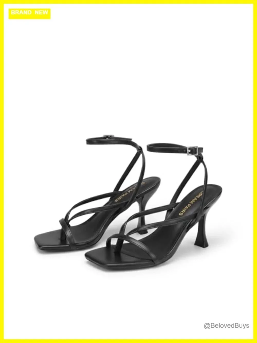 Strappy Thong Ankle Strap Heel Sandals Faux Leather Stiletto Heels for Women